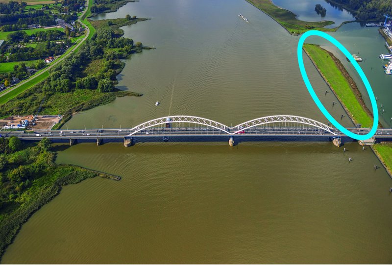 locatie aanleg werkeiland voor Merwedebruggen